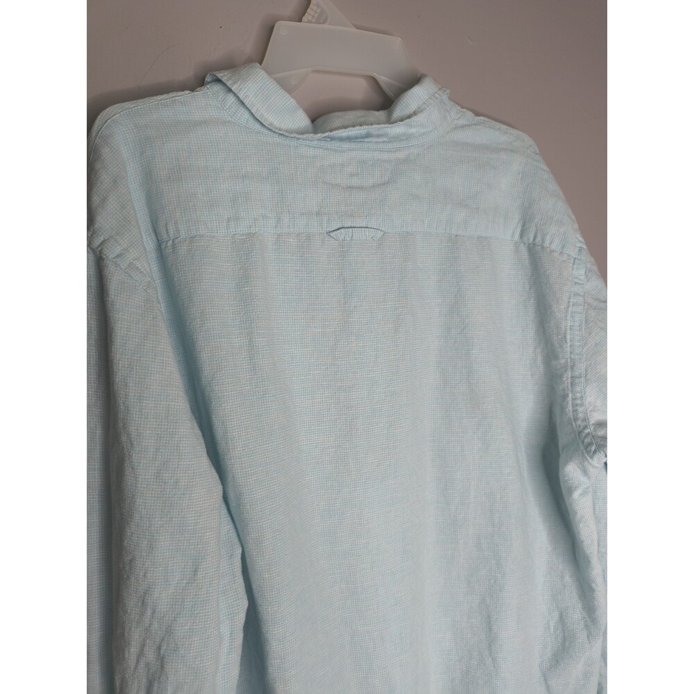 Banana Republic Men's Size XL Blue Linen Long Sleeve Button Up Slim Fit Collared - Picture 8 of 13